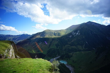 Rain forest view with caucasus mountains, Georgia