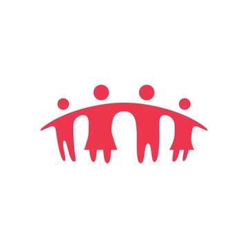 together family parent and children bridge logo vector icon illustration