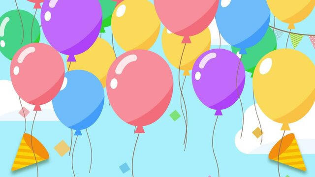 Animation of party poppers and blue sky