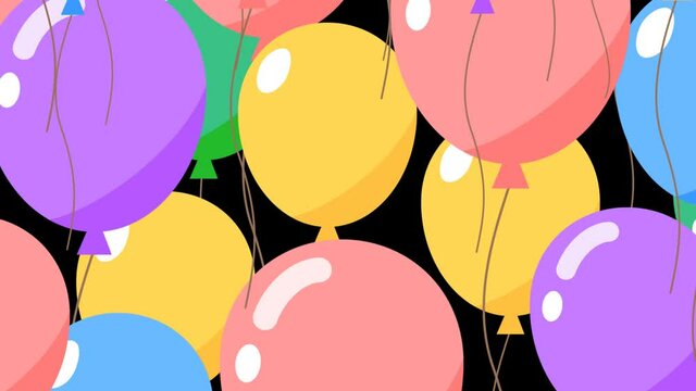 Animation of party balloons transparent with alpha channel