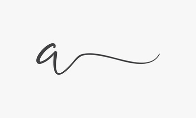 letter A brush script isolated on white background.