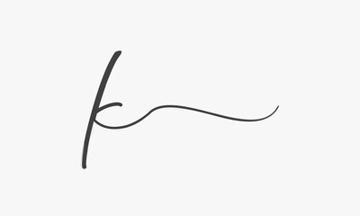 letter K brush script isolated on white background.