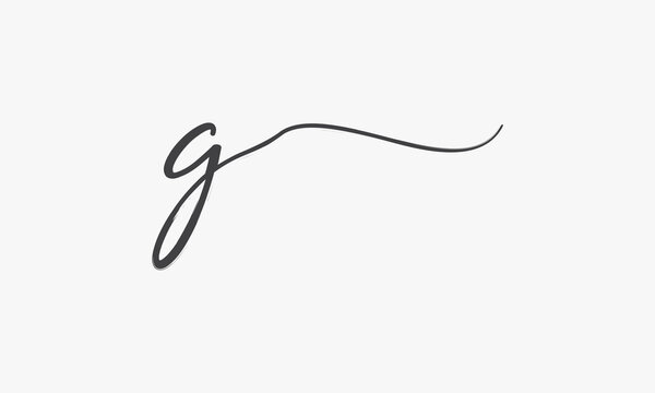 letter G brush script isolated on white background.