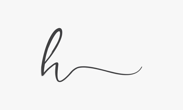 letter H brush script isolated on white background.