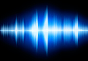 Blue sound wave spectrum illustration on dark background