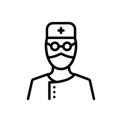 Black line icon for surgeon