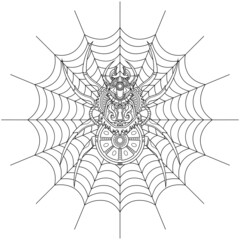 Spider Steampunk Illustration Lineal Style