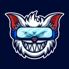 White Cat Esport Gaming Logo Premium Vector