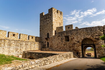 Kalemegdan Fortress is historic castle towers, gate, and bridge in Belgrade, Serbia