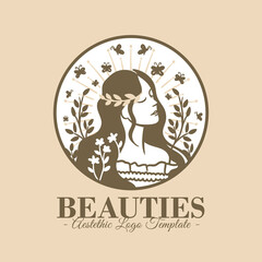 beautiful women aesthetic logo template