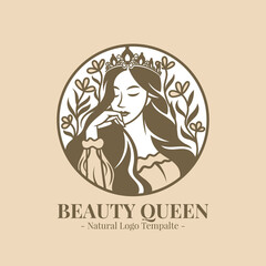 beautiful queen women natural logo template