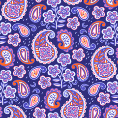 Seamless pattern with paisley ornament