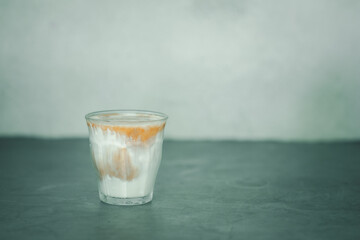 Dirty latte coffee in the morning