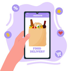 Online ordering of products. Flat vector illustration