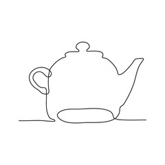 Vector illustration of teapot. Modern one line art. Can be use as home decor such as posters, wallpapers, t-shirt print or embroidery and as social media design