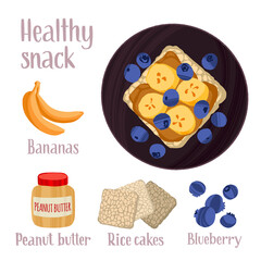 Delicious ready dish with ingredients in flat style with dry brush texture.