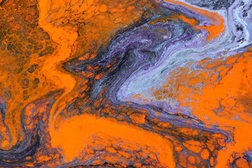 Abstract orange floating paints texture for background