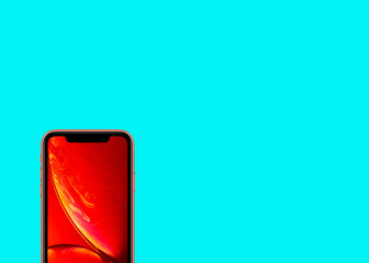 phone with red ribbon digital artwork background