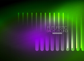 Bright neon color techno abstract background, shiny glowing neon lines in the dark background