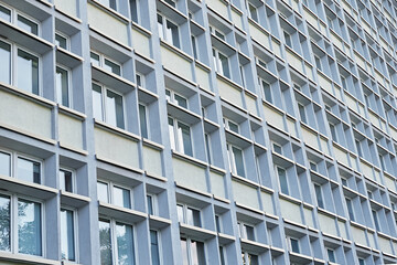 Facade of office building. Windows pattern on the residential building. Modern architecture style