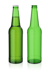 Green beer bottles. 3d rendering.
