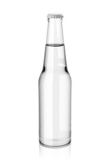 Clear glass drink soda clean water with blank label. 3d rendering illustration.