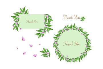 Watercolor floral frame with thank you word