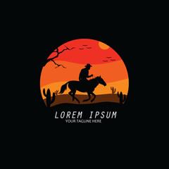 Cowboy silhouette in the forest