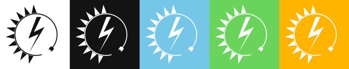 Electric car charging icons, graphic design template, lightning bolt. Parking with electric charge signs, vector illustration