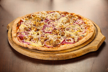Pizza with meat and onion