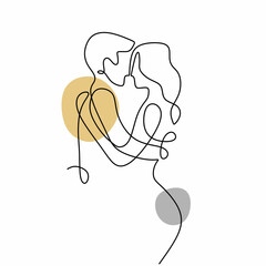 couple kissing line drawing . Minimalist love and romantic idea, good for poster and wall art decoration. Vector illustration abstract face with simple concept.