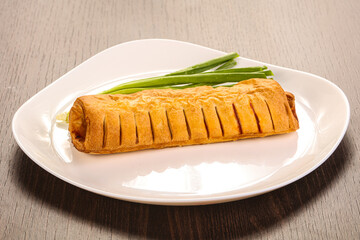 Tasty sausage in the dough