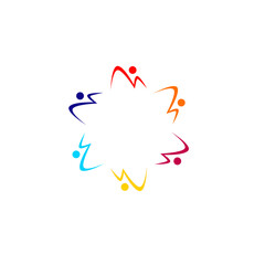 Colorful People Together Sign, Symbol, Logo isolated on White