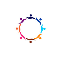 Colorful People Together Sign, Symbol, Logo isolated on White