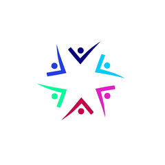 Colorful People Together Sign, Symbol, Logo isolated on White