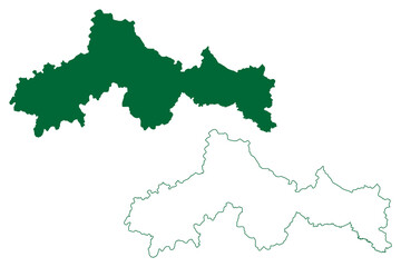 Etah district (Uttar Pradesh State, Republic of India) map vector illustration, scribble sketch Etah map