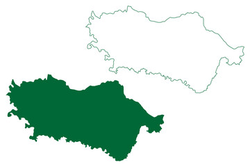 Faizabad district (Uttar Pradesh State, Republic of India) map vector illustration, scribble sketch Ayodhya map