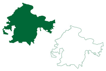 Chitrakoot district (Uttar Pradesh State, Republic of India) map vector illustration, scribble sketch Chitrakoot map