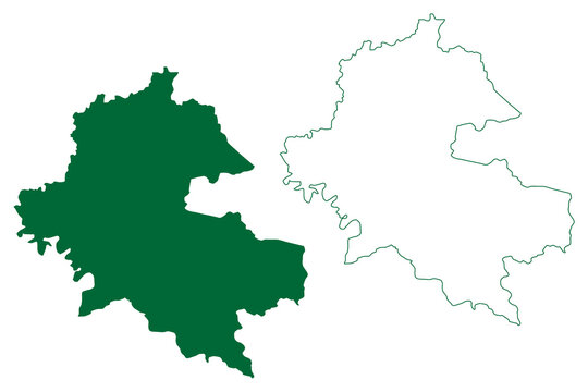 Deoria district (Uttar Pradesh State, Republic of India) map vector illustration, scribble sketch Deoria map