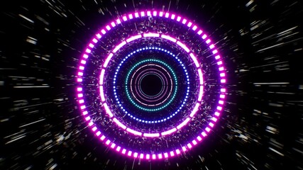 Move into Neon Color Circle Light Holes Sci fi Textured Background
