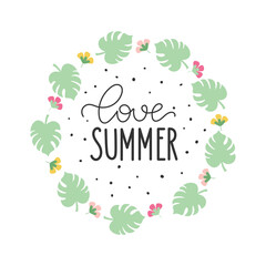 Summer lettering in floral frame