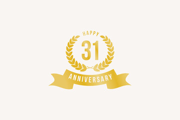 Naklejka premium 31 Gold ribbon for Anniversary