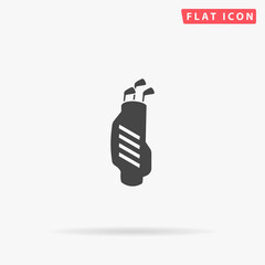 Golf Bag with Clubs flat vector icon. Hand drawn style design illustrations