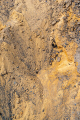 The texture of sand with minerals close-up.