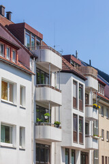 Moderne Wohngebäude mit Balkonen, Reihenhäuser, Mehrfamilienhäuser, Bremen, Deutschland
