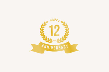 12 Gold ribbon for Anniversary
