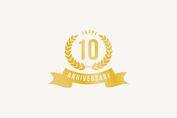 10 Gold ribbon for Anniversary