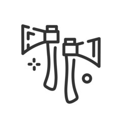 Axe icon in simple one line style isolated on white background. Vector illustration
