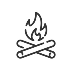 Campfire icon in simple one line style isolated on white background. Vector illustration