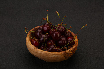 Sweet cherry in the basket